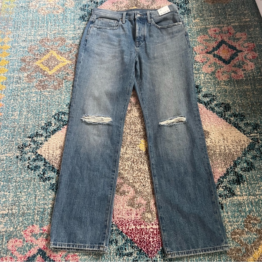 NWT Sz 30 J Crew '84 Slouchy Distressed Jean Straight Leg Kyoto Wash Denim CF133